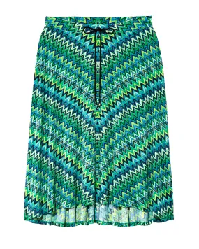 Eli Tie Front ITY Skirt | Kelly Green / Azure Blue