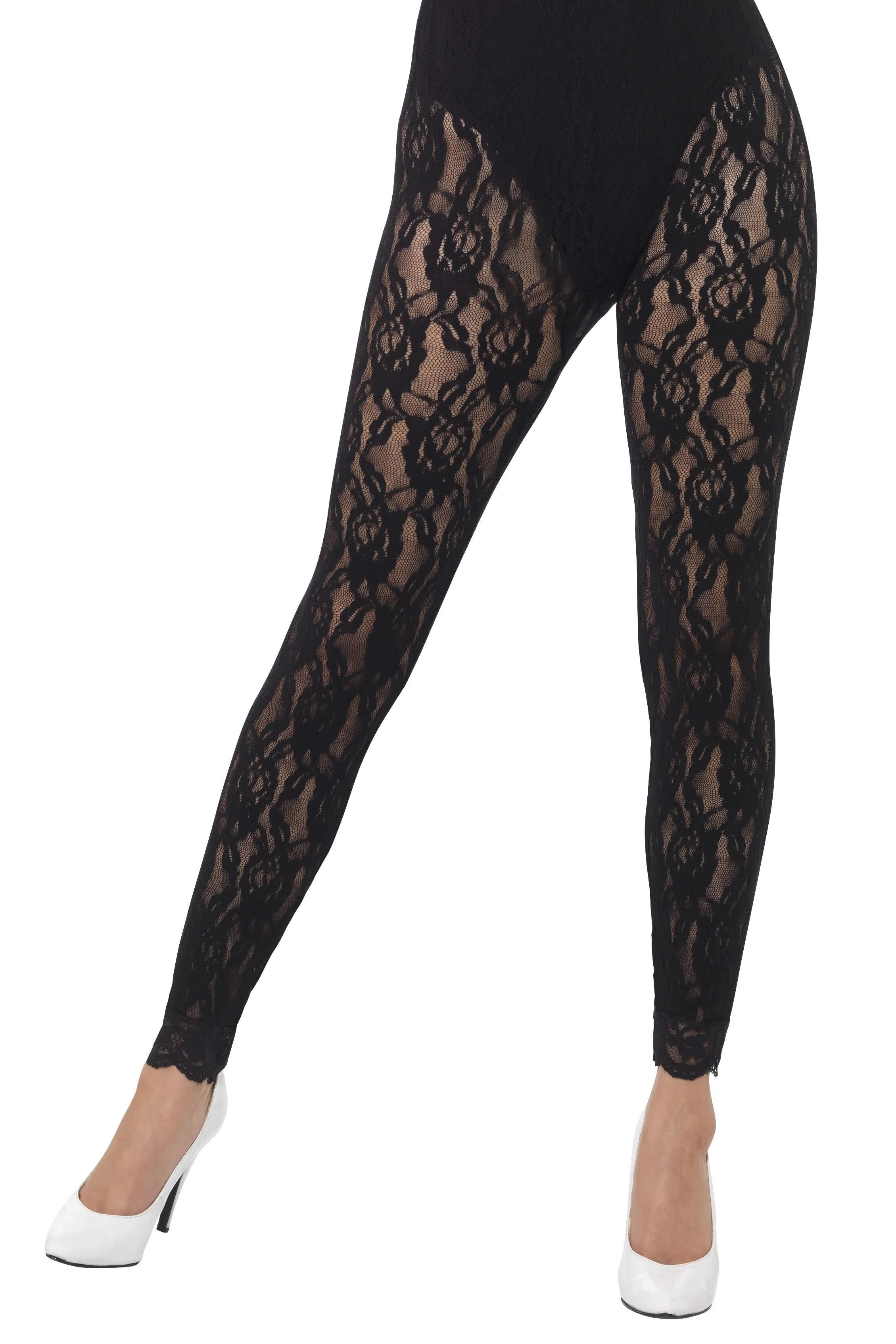 80s Lace Leggings, Black