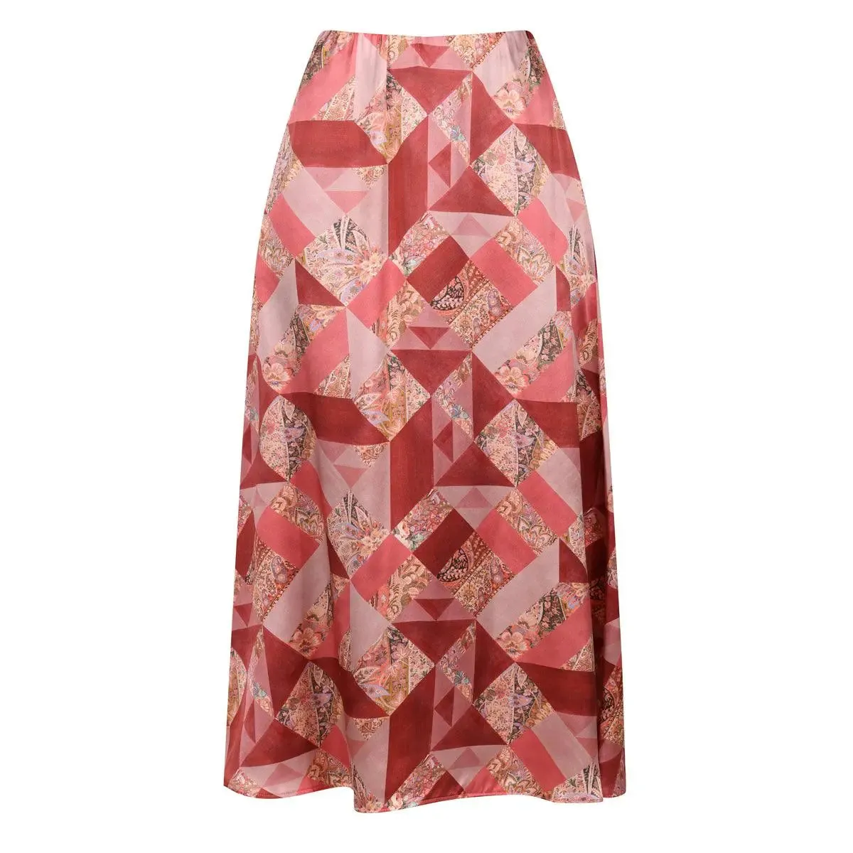 AHB Atelier Women's Liberty Silk Eastern Patchwork Maxi Godet Skirt