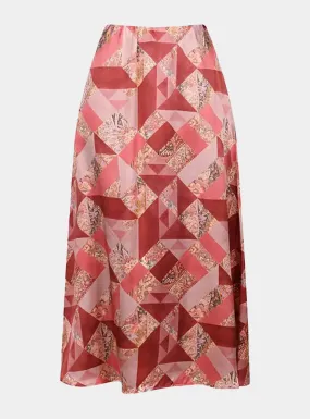 AHB Atelier Women's Liberty Silk Eastern Patchwork Maxi Godet Skirt