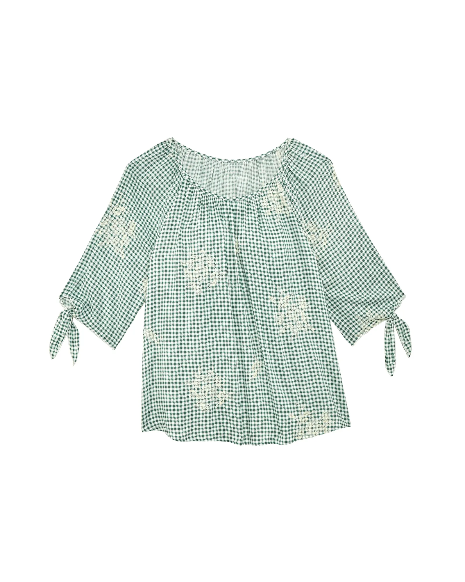 Alex Embroidered Blouse | Forest Green / White