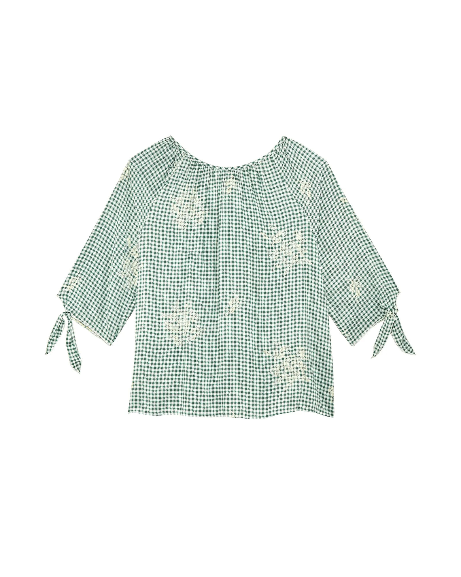 Alex Embroidered Blouse | Forest Green / White