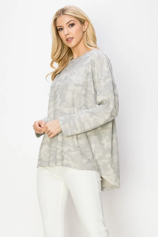 Amanda Suede Camo Top