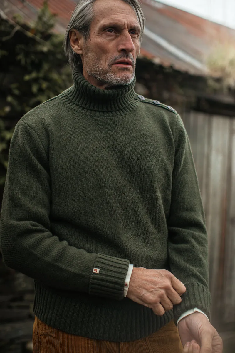 &SONS Ahab Submariner Rollneck Jumper Moss Green