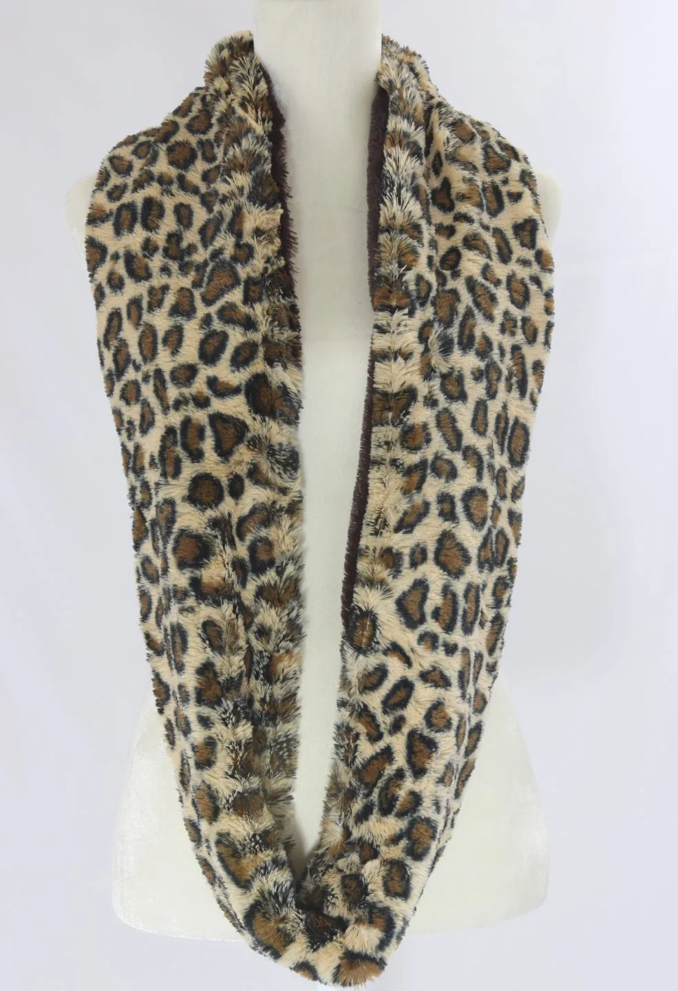 Animal print fur infinity scarf