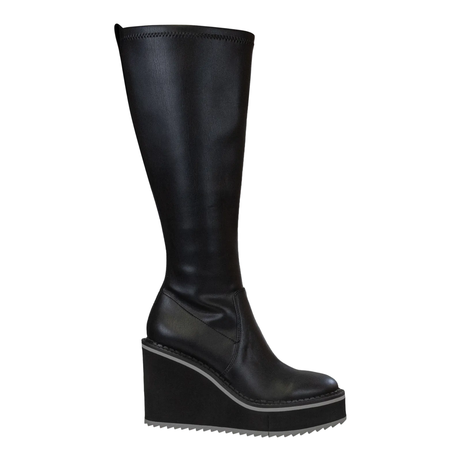 APEX in BLACK Wedge Knee High Boots