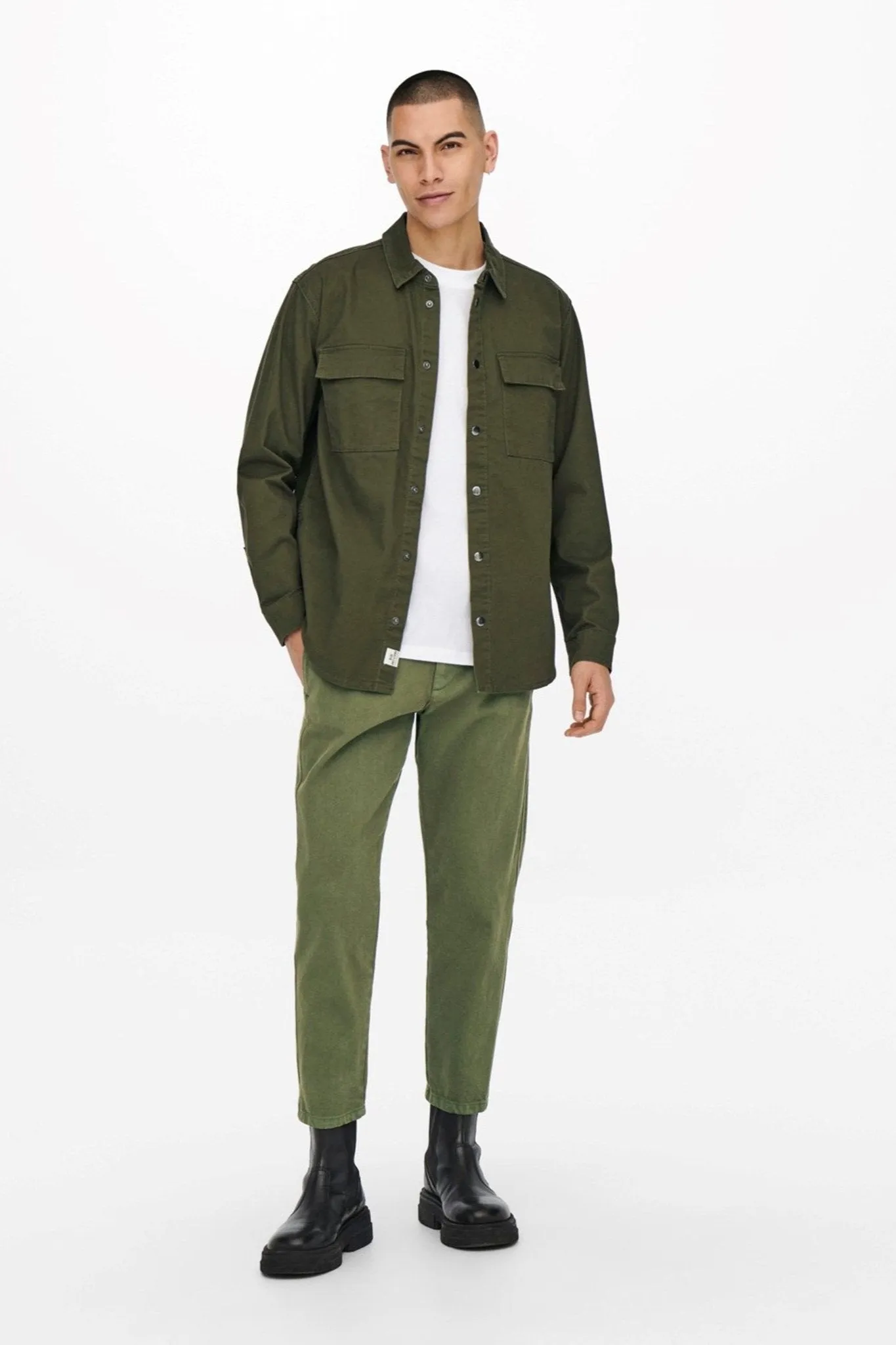 Avi Beam Chino Twill Pants - Olive Night