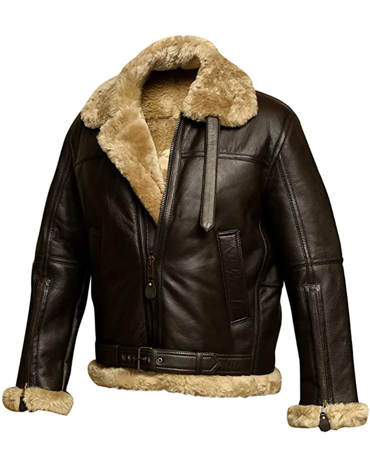 Aviator RAF Leather Jacket Men Brown Shearing Jacket