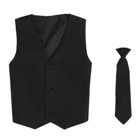 Baby Boys Black Poly Silk Vest Necktie Special Occasion Set 3-24M