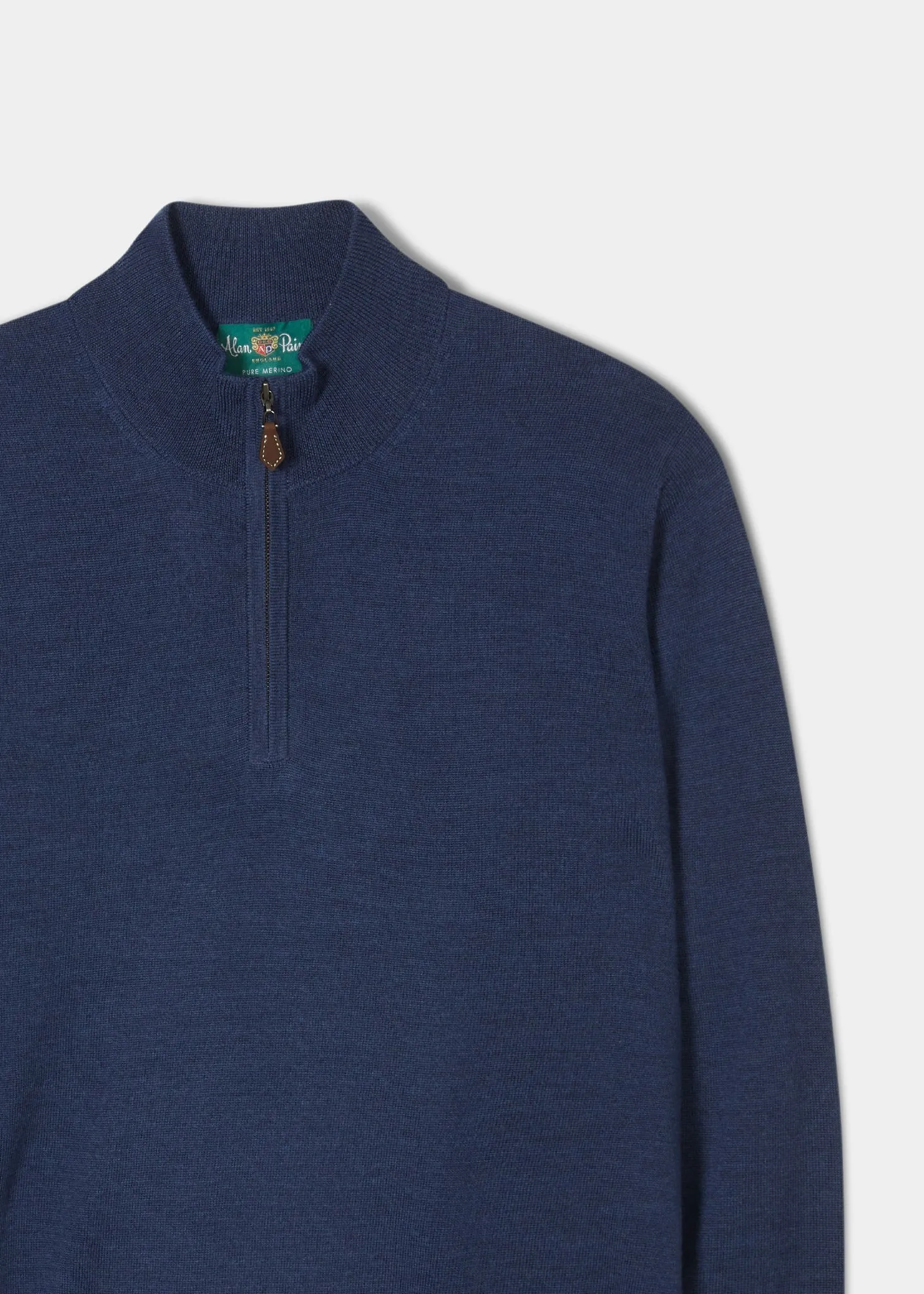 Barton Merino Wool 1/4 Zip Mock Jumper in Indigo - Regular Fit