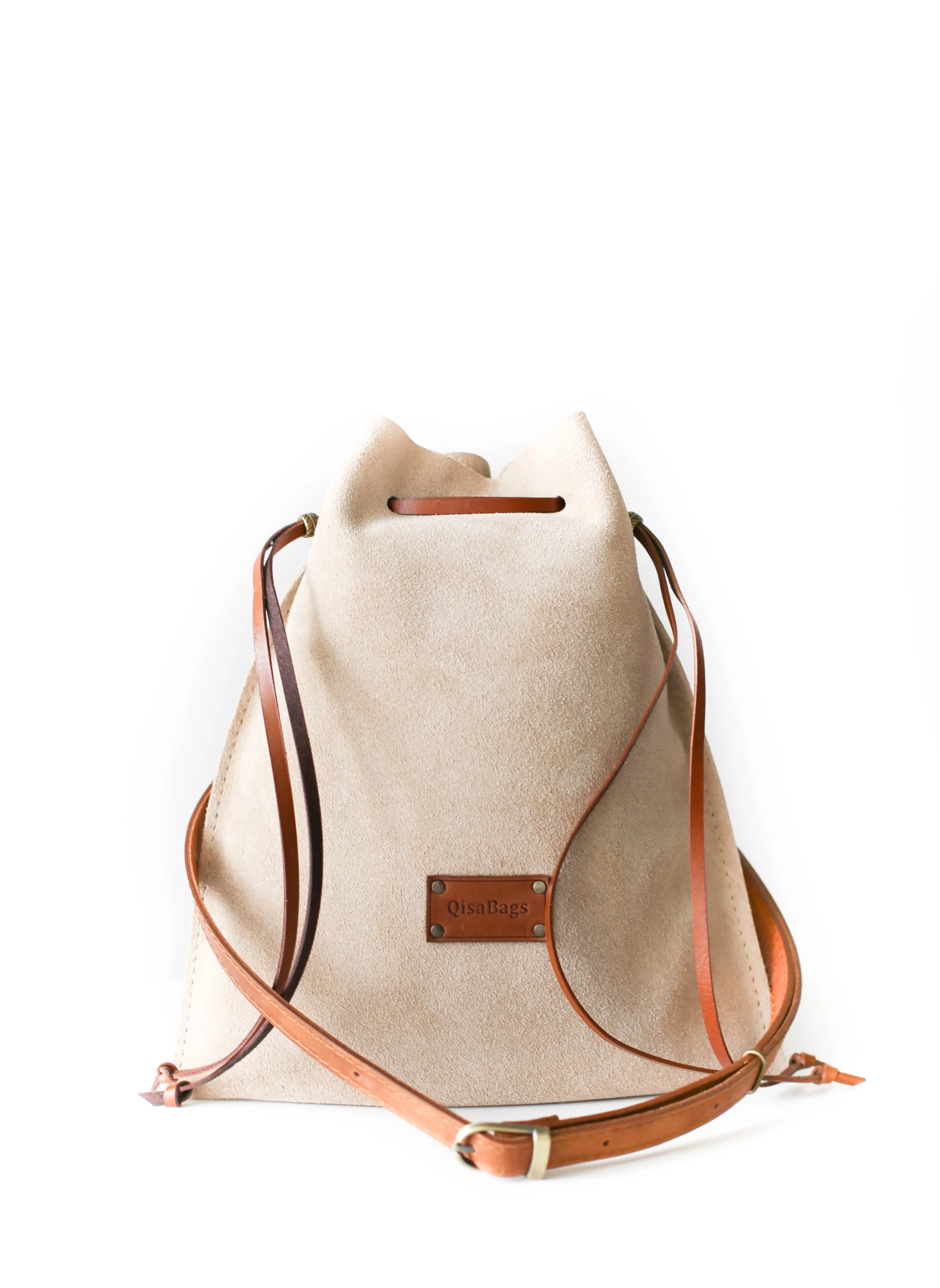 Beige Suede Cross Body Bag