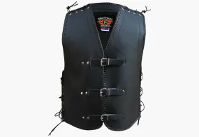 BGA Vigor 3-4mm Leather Motorcycle Vest Black