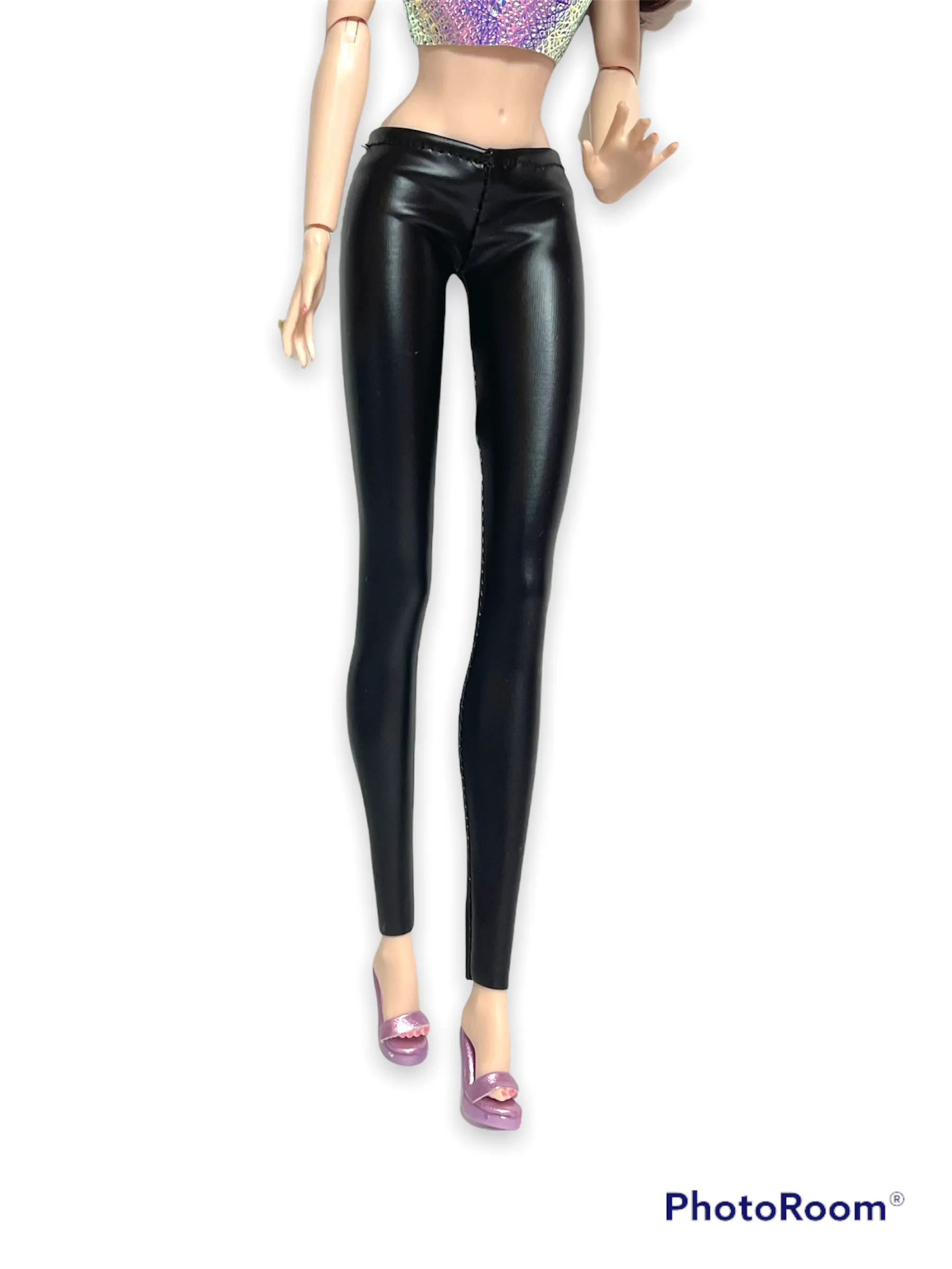 Black pleather leggings for Barbie