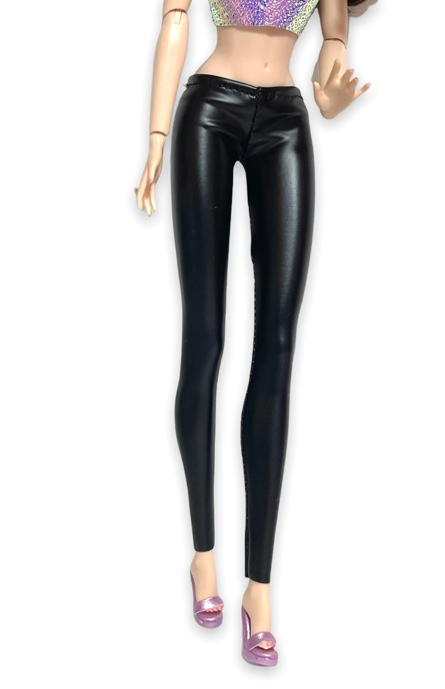 Black pleather leggings for Barbie