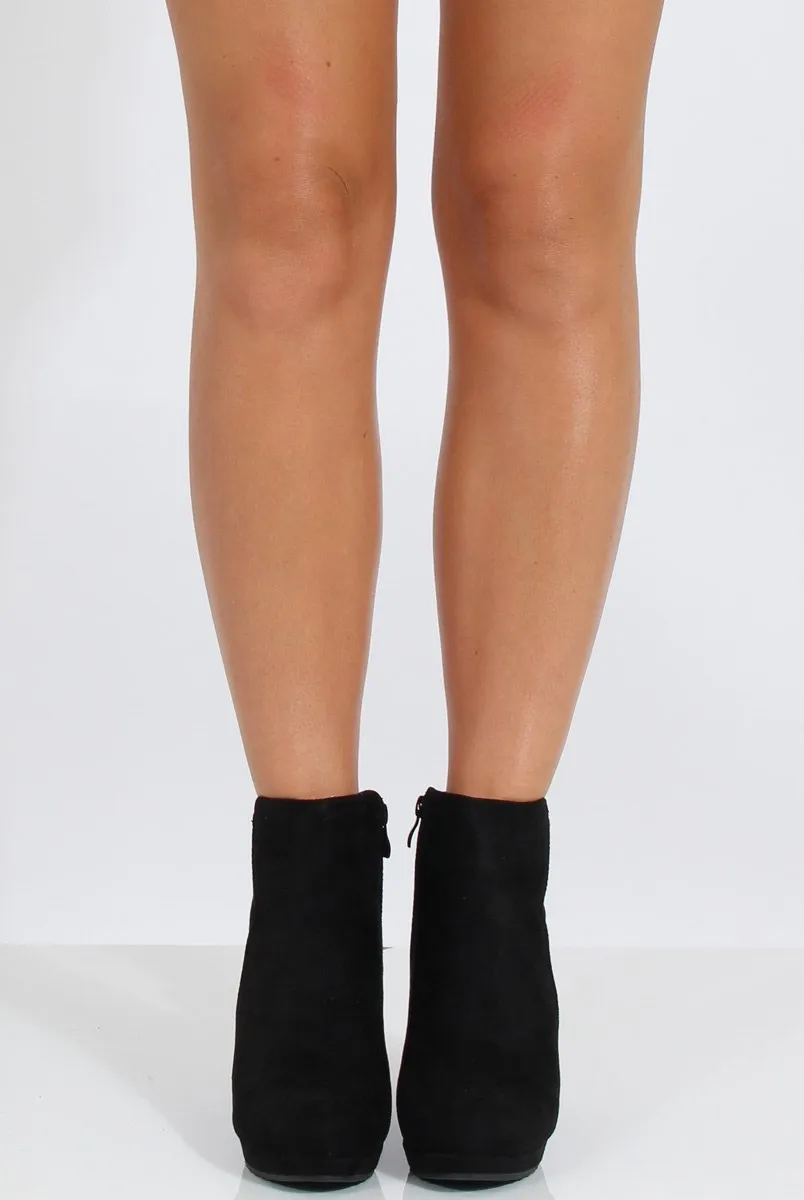 Black Suede Wedged Ankle Boots - Ingrid