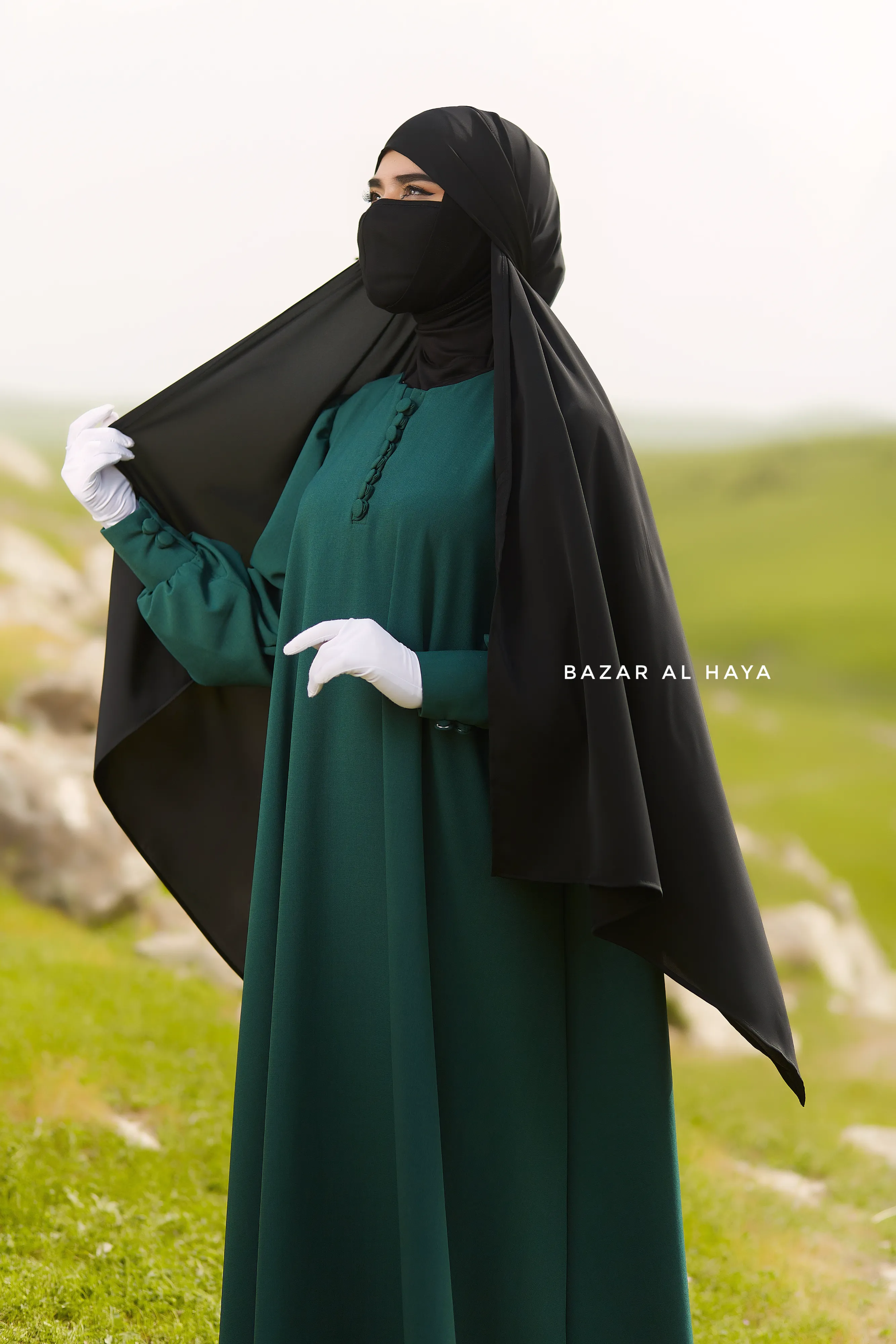 Black Tie Back Scarf & Khimar In Long Rectangle Shape - Style & More