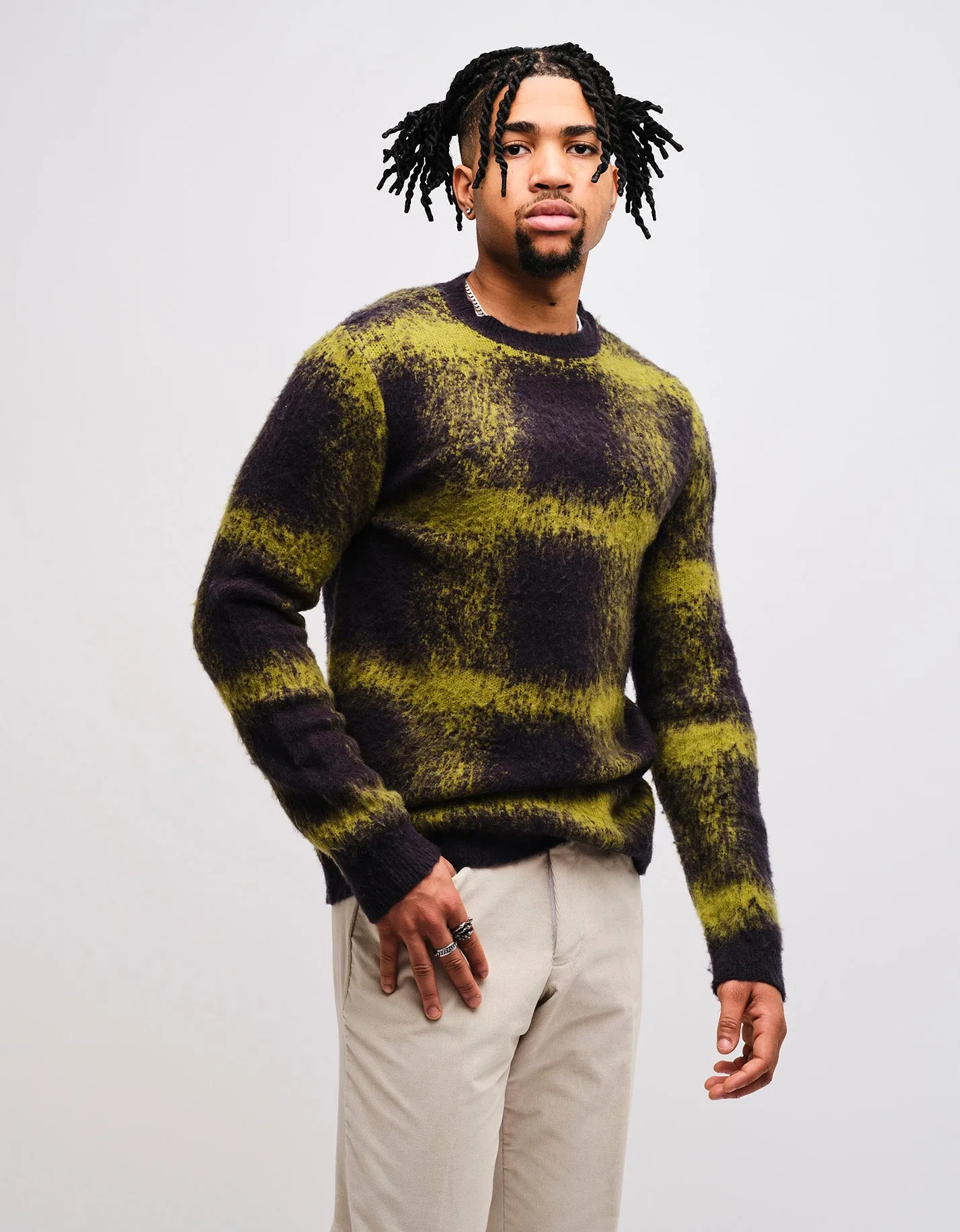 Blue & Green Check Gradient Mohair Jumper GOLD COLLECTION