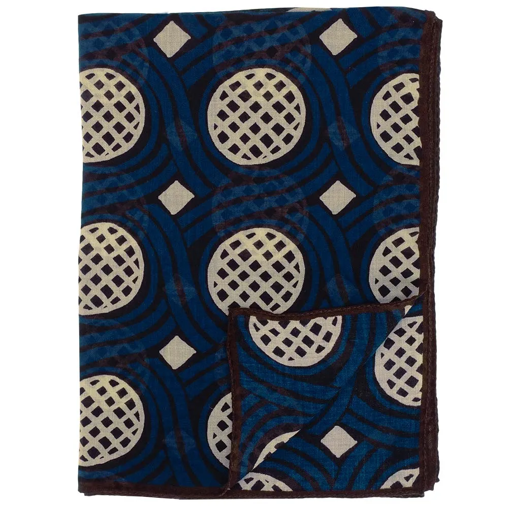 Blue diamonds printed hand made cashmere scarf