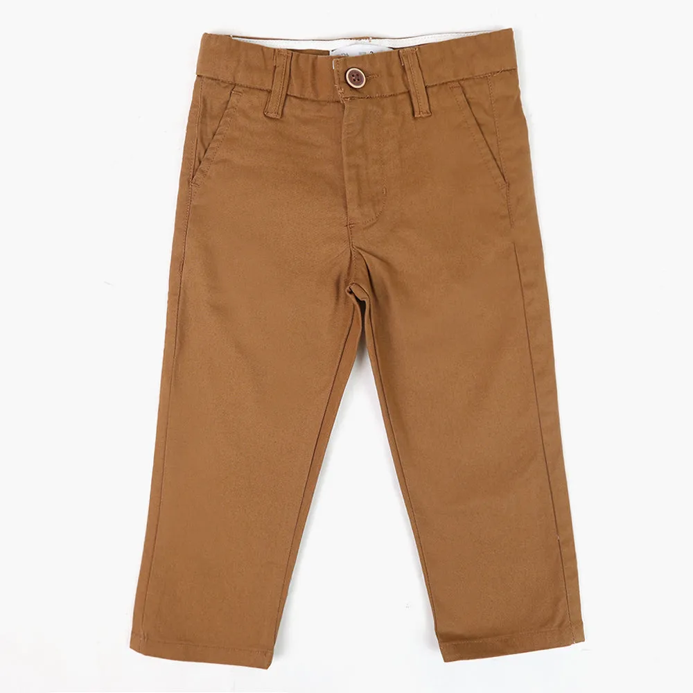 Boys Cotton Chino Pant - Brown