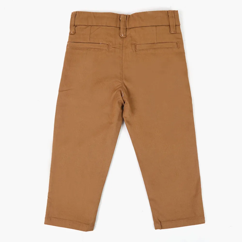 Boys Cotton Chino Pant - Brown