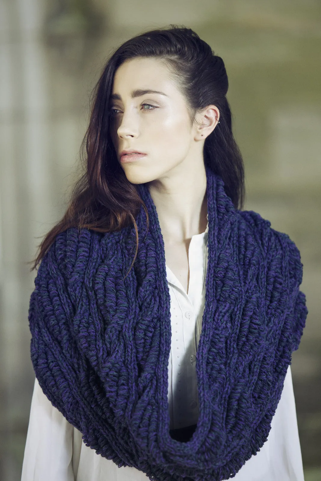 Brooklyn Long Cowl / Snood : Lalland Lambswool : Handknitted in Scotland