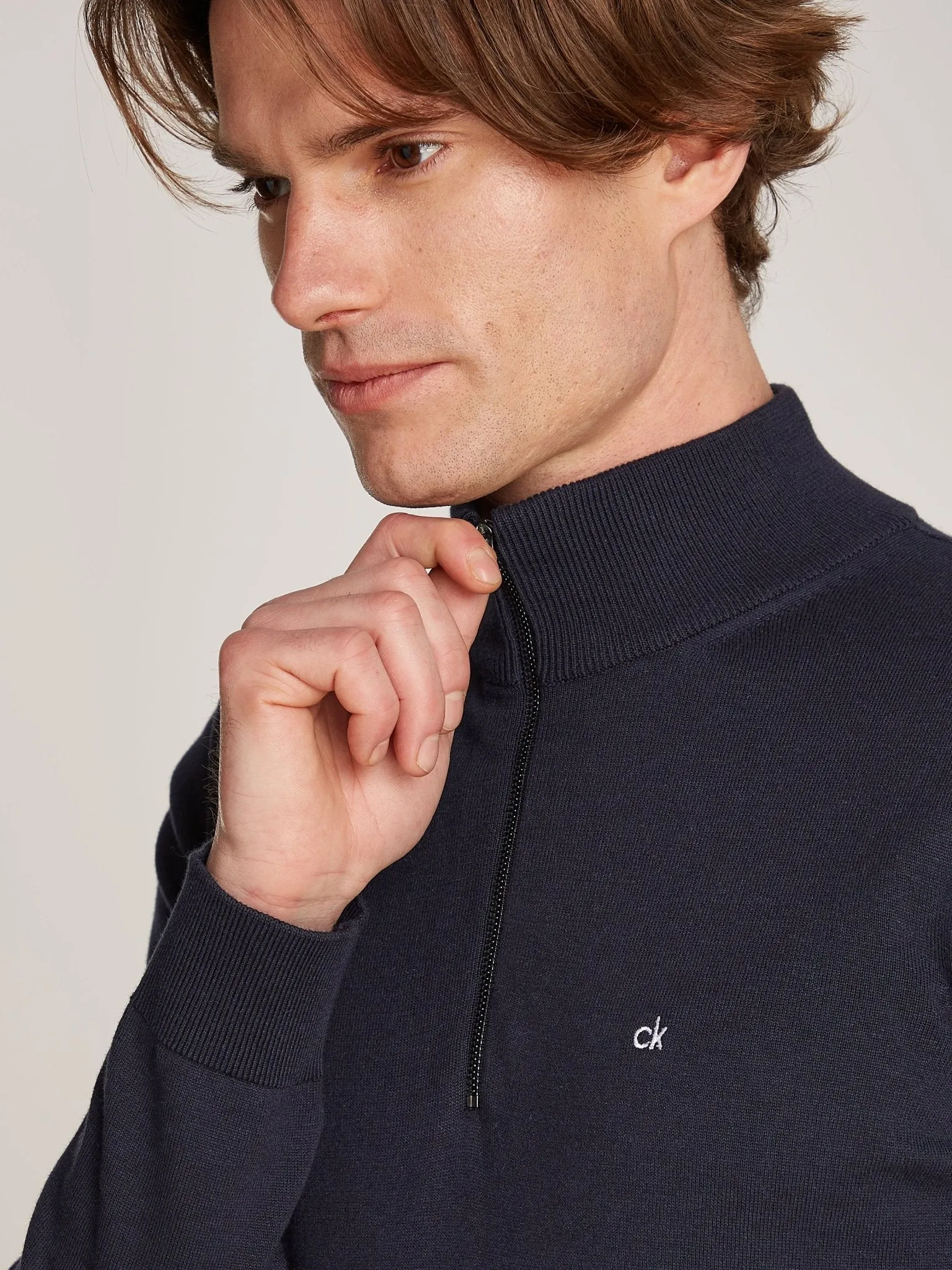 Calvin Klein Cotton Silk Quarter Zip Jumper