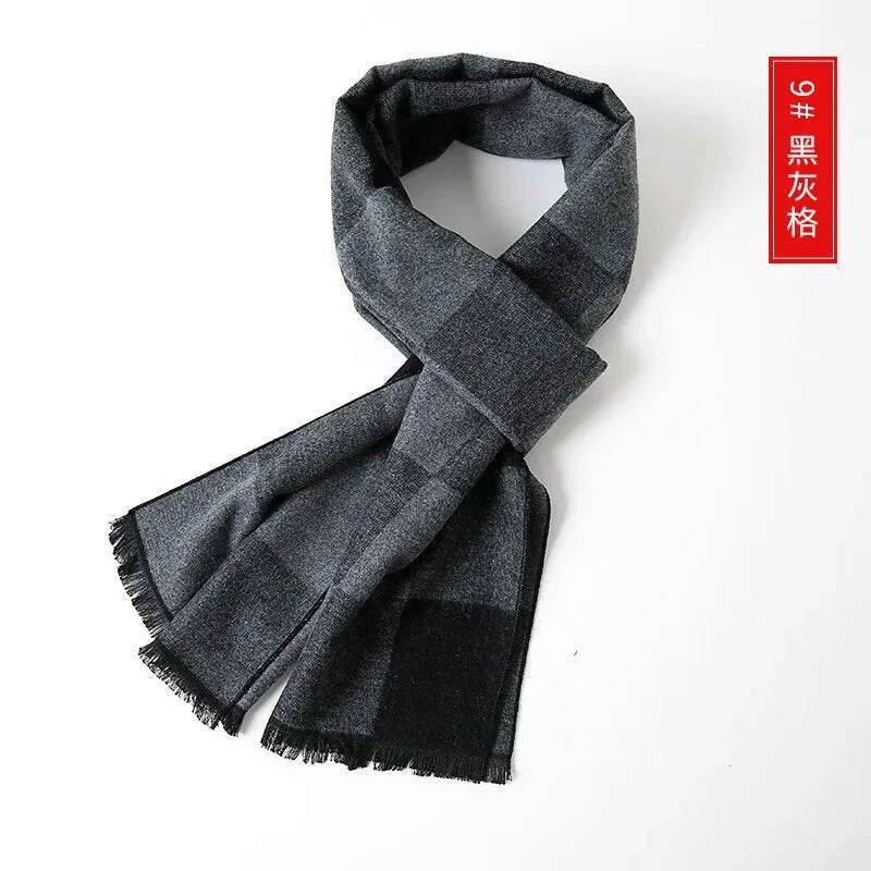 Cashmere Scarf for Men Warm Neck Scarfs Male Business Scarves Long Pashmina Christmas Gifts