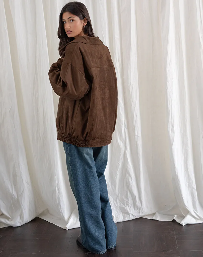 Cavita Jacket in Faux Suede Brown