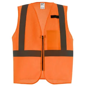 Class 2 High Visibility Orange Mesh One Pocket Safety Vest - 4X/5X