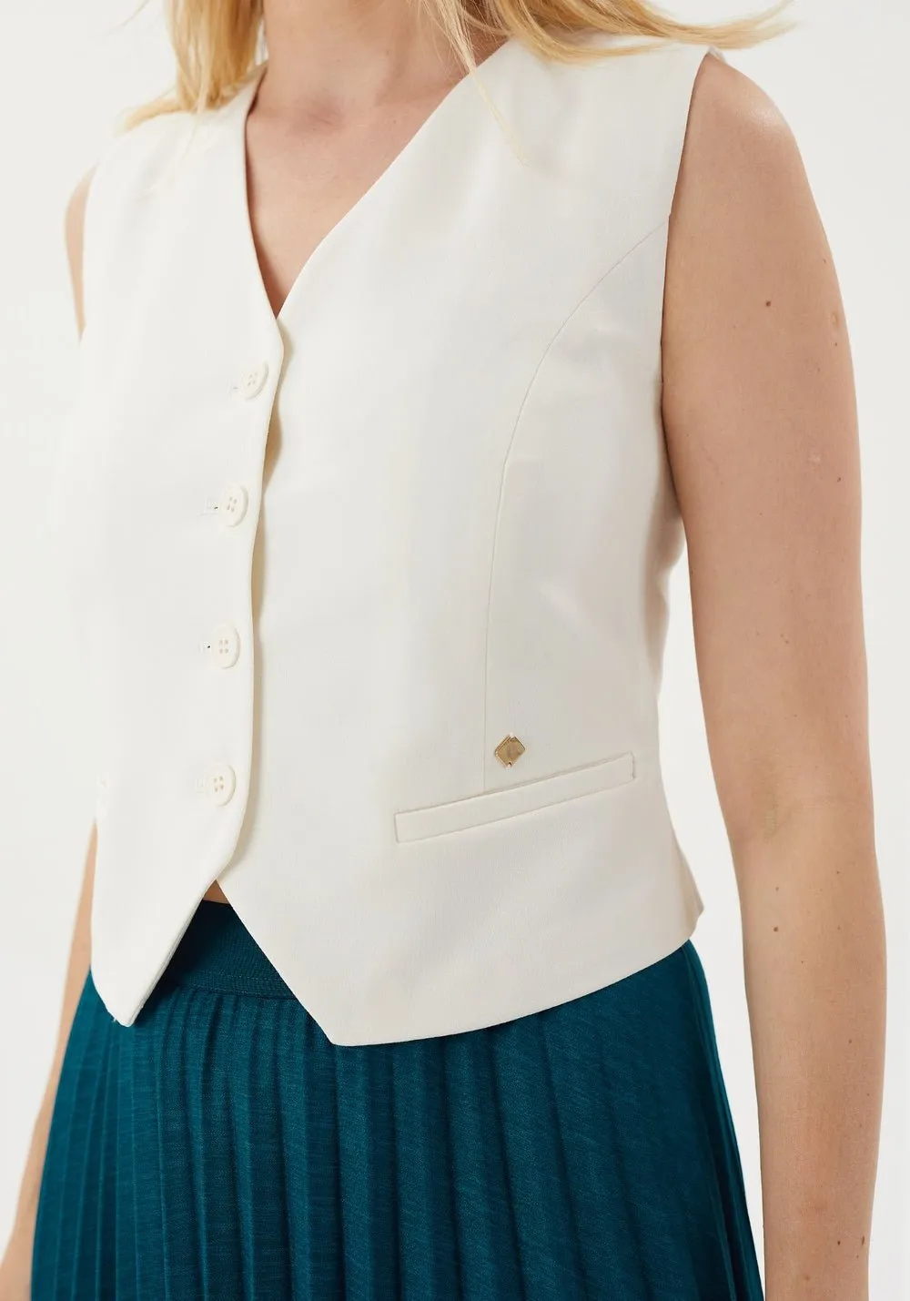 Classic Button-Up Vest with Pocket Detail