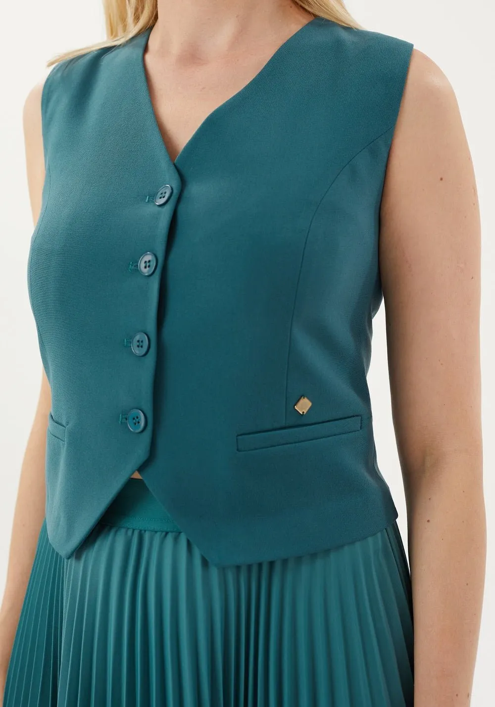 Classic Button-Up Vest with Pocket Detail