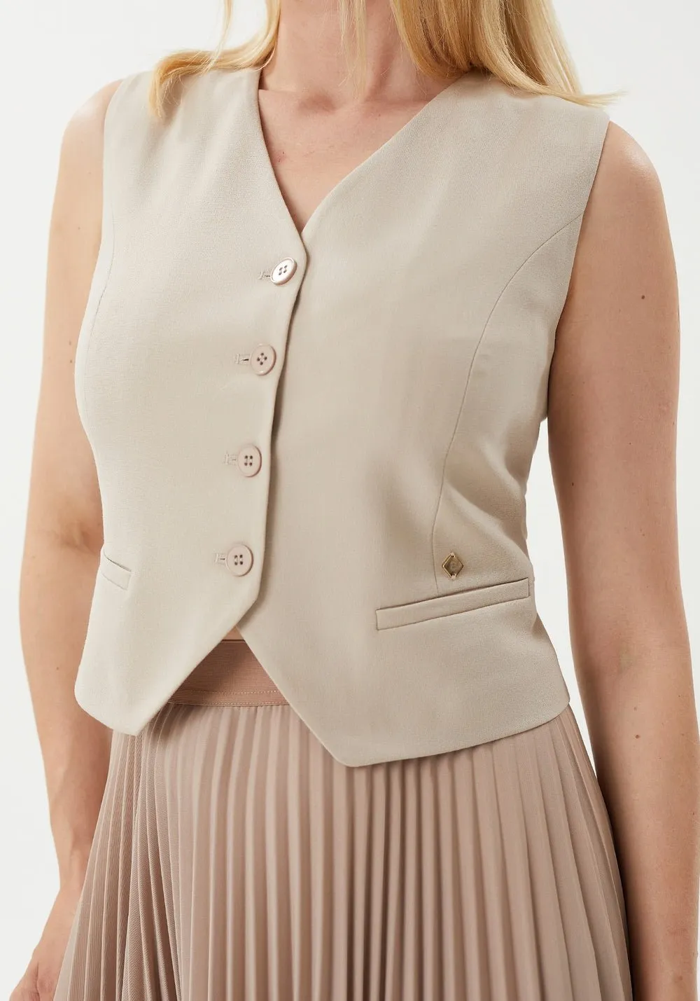 Classic Button-Up Vest with Pocket Detail