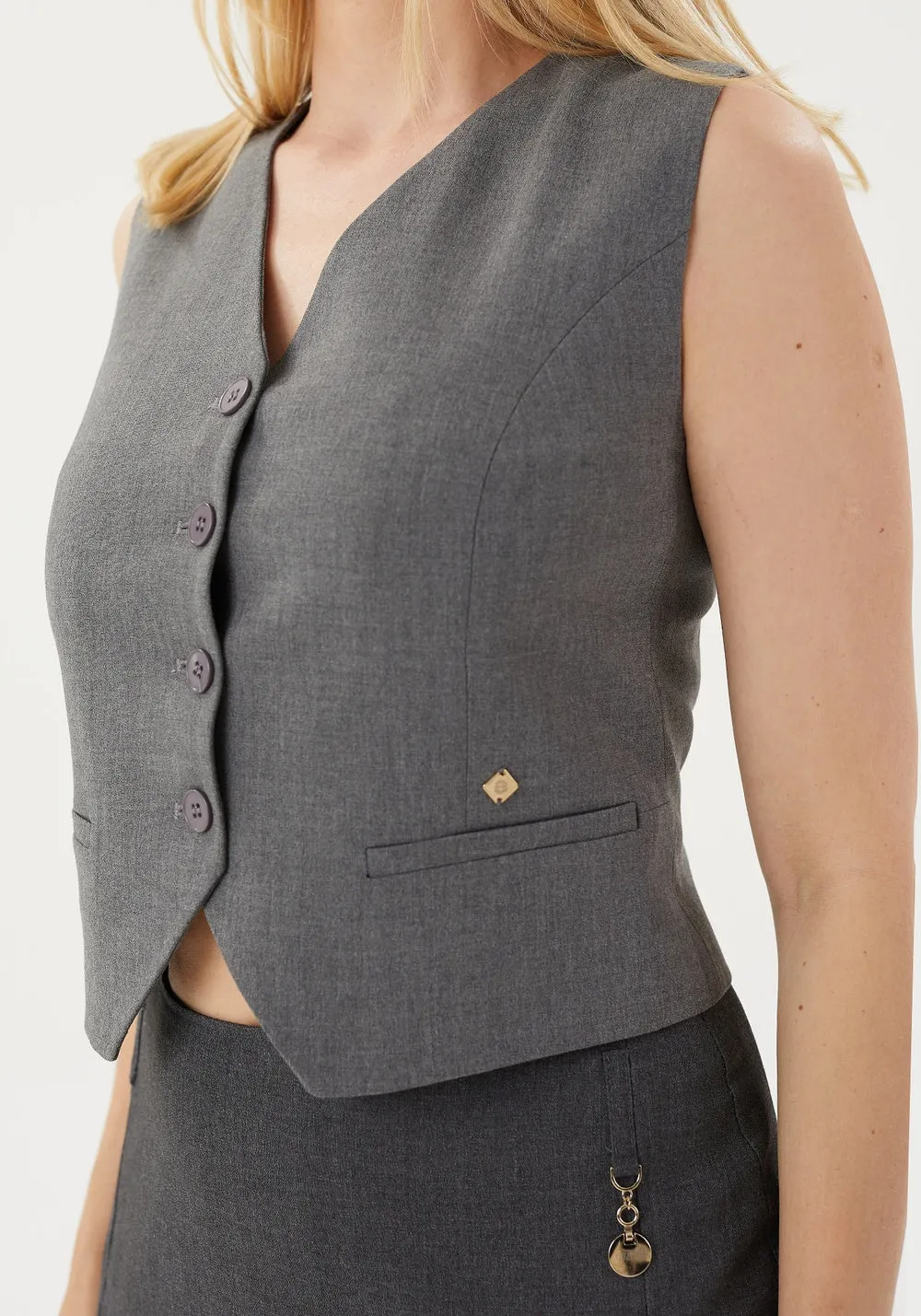 Classic Button-Up Vest with Pocket Detail