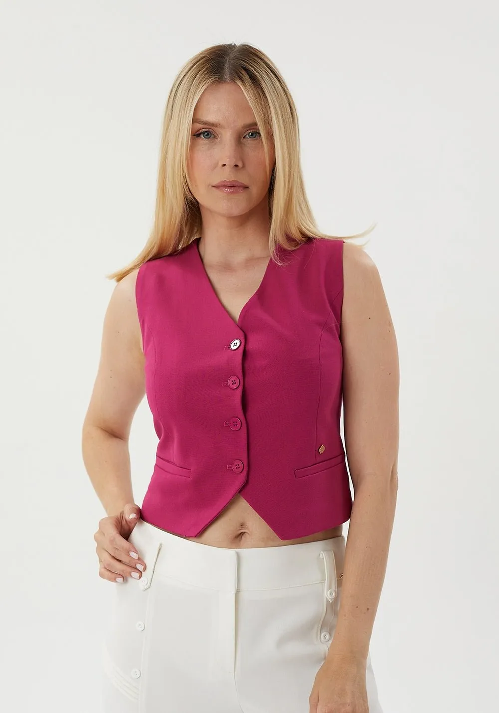 Classic Button-Up Vest with Pocket Detail