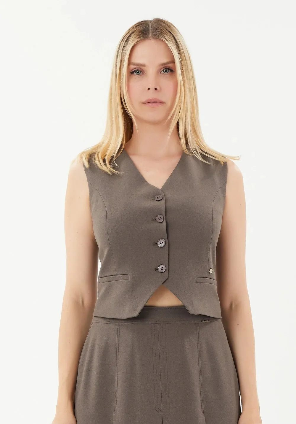 Classic Button-Up Vest with Pocket Detail