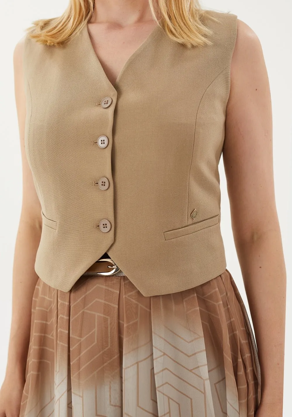 Classic Button-Up Vest with Pocket Detail