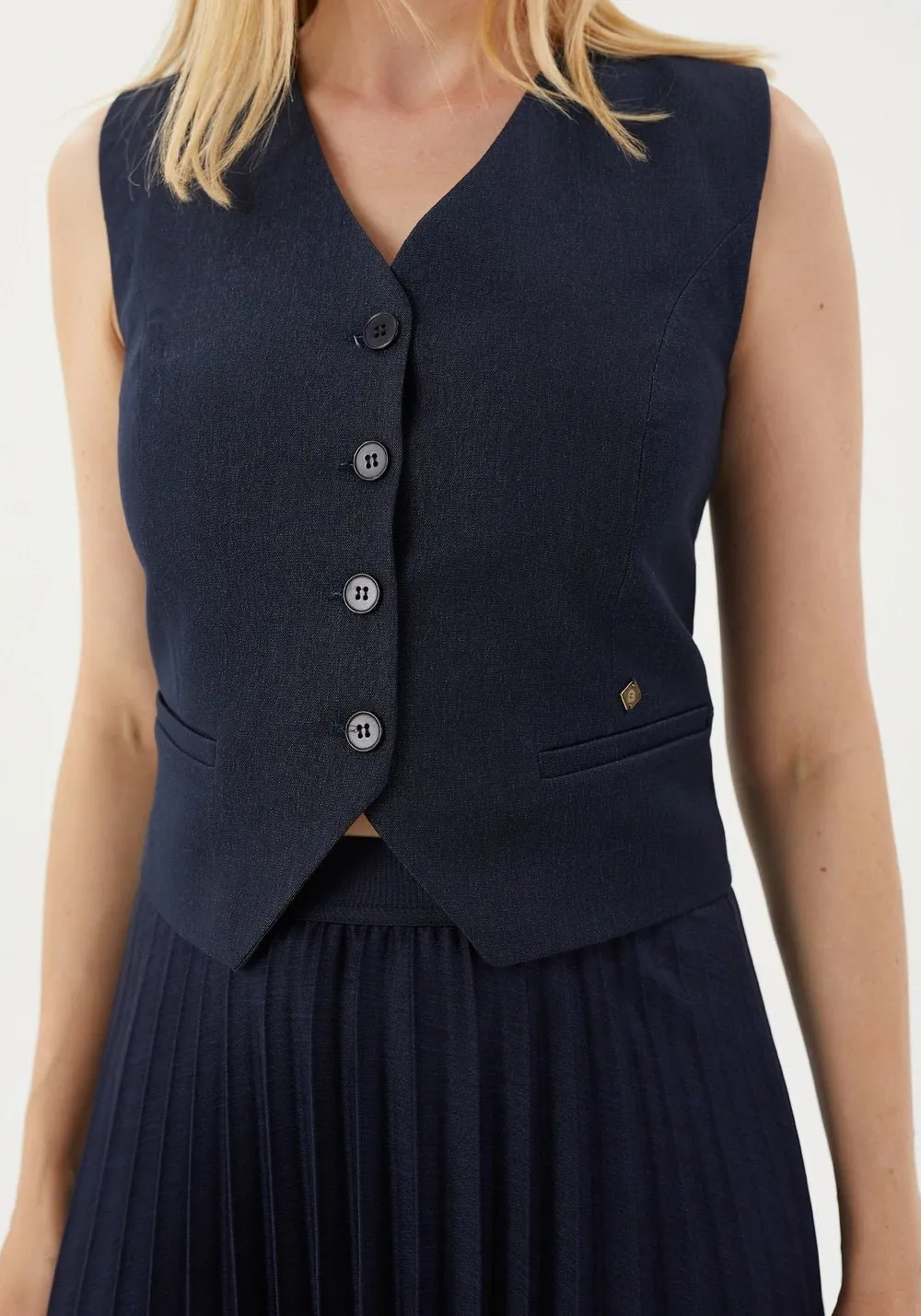 Classic Button-Up Vest with Pocket Detail