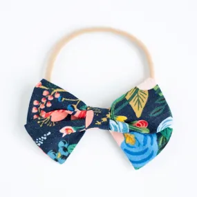 Classic Hair Bow Clip Or Headband / Garden Party In Navy