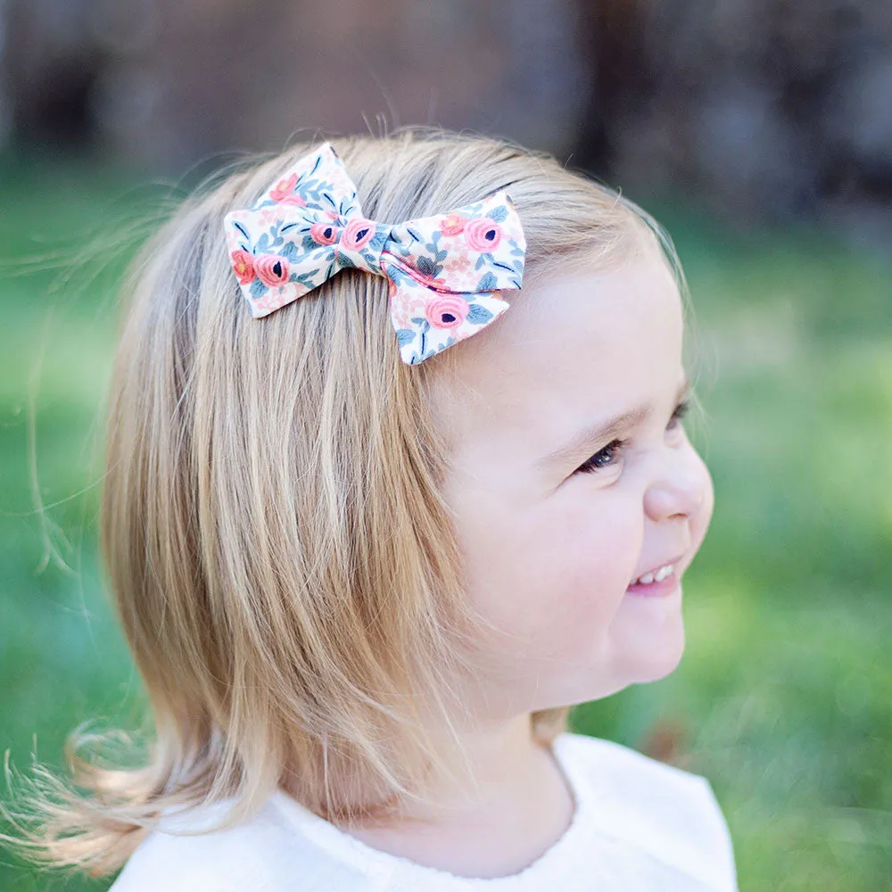 Classic Hair Bow Clip Or Headband / Rosa In Navy