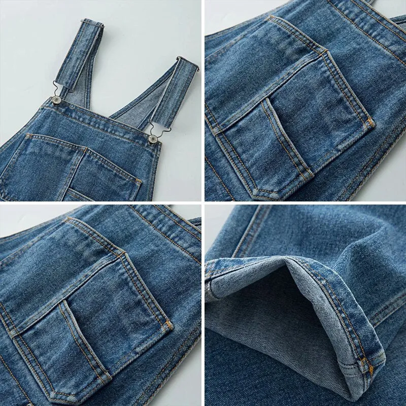 Classic High Waisted Denim Overall Jumper