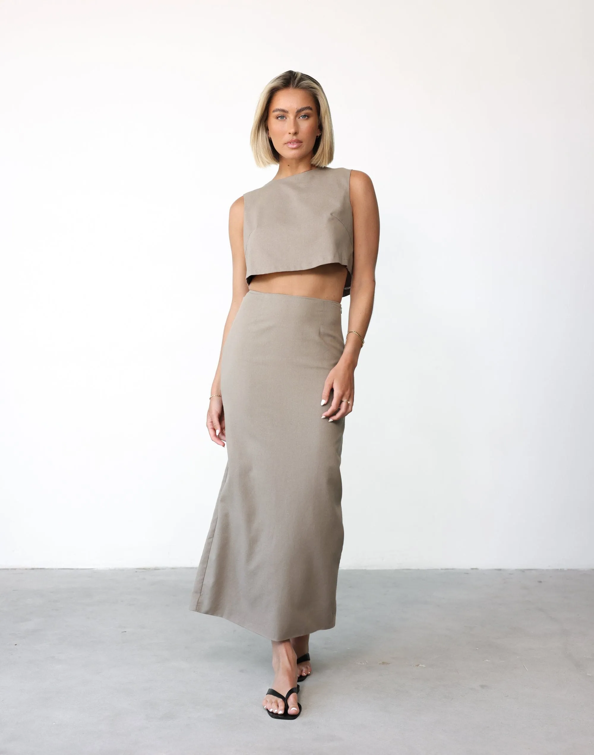 Como Linen Maxi Skirt (Stone)