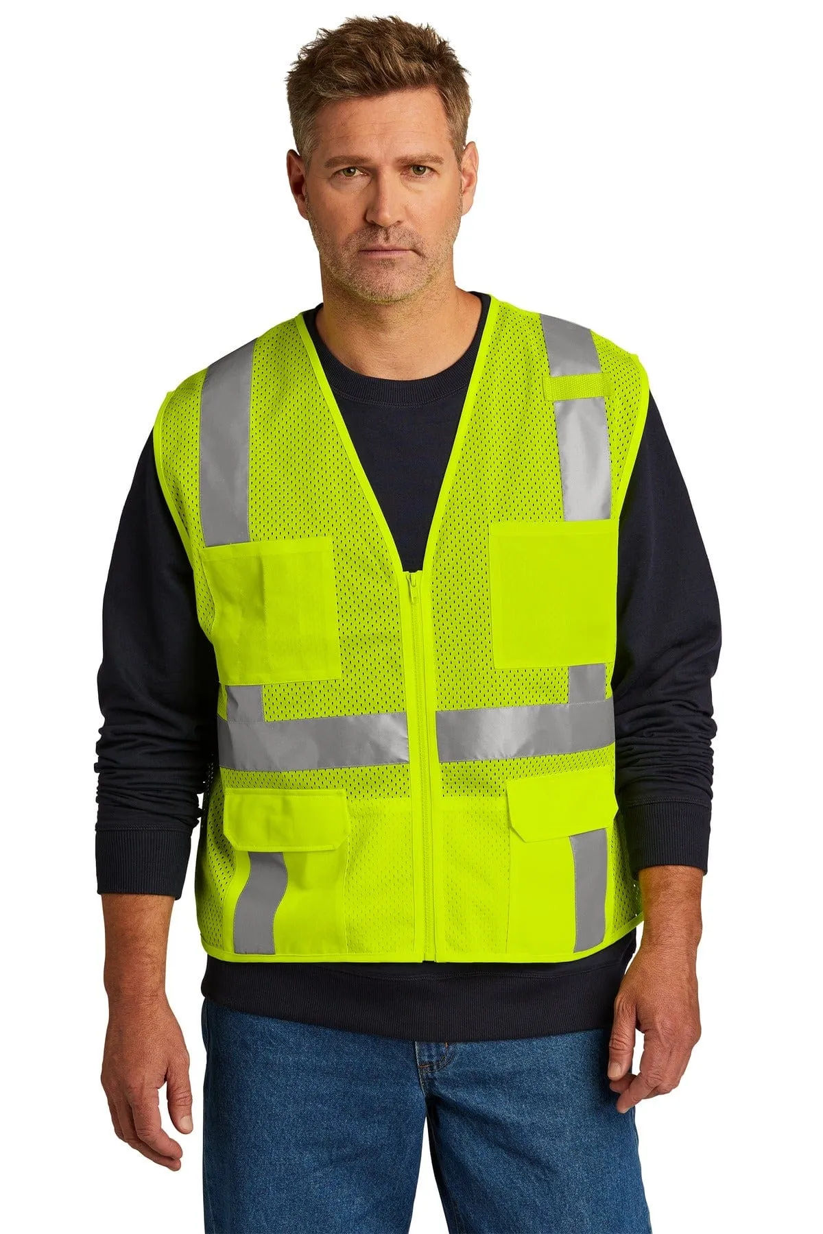 CornerStone  ®  ANSI 107 Class 2 Mesh Six-Pocket Zippered Vest. CSV104