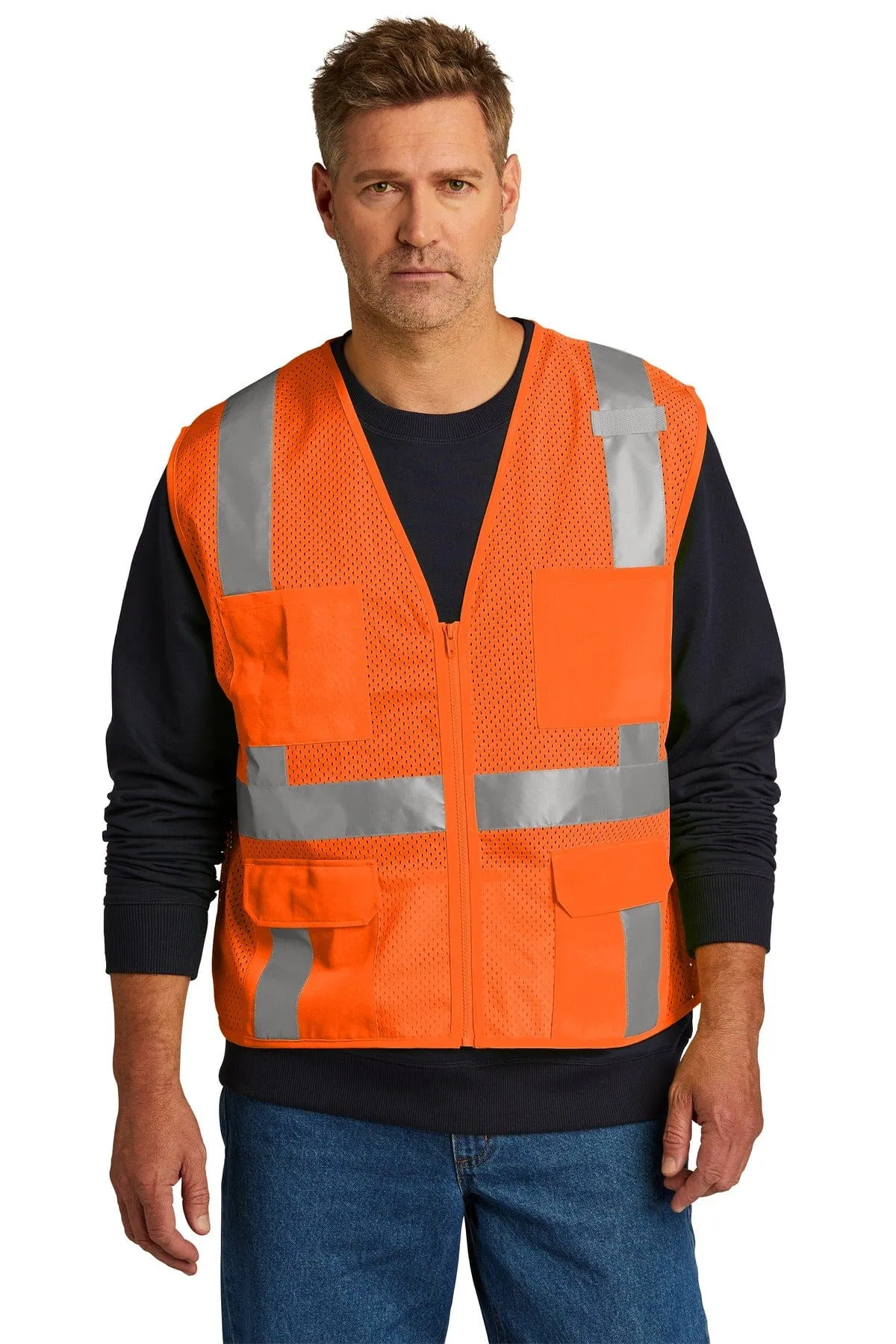 CornerStone  ®  ANSI 107 Class 2 Mesh Six-Pocket Zippered Vest. CSV104