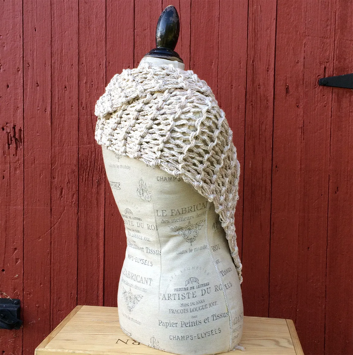 Cream Tweed Shawl w/Fringe