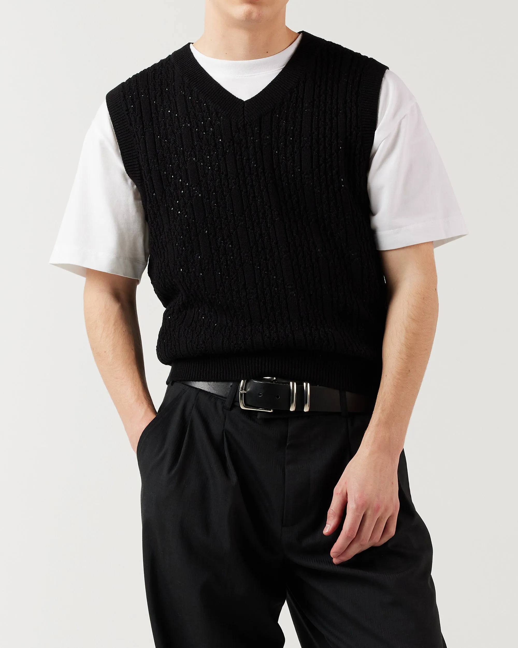 Diamond Knit Vest - Black