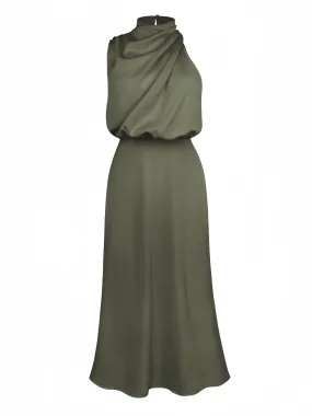 Draped Olive Sophisticate Maxi Dress