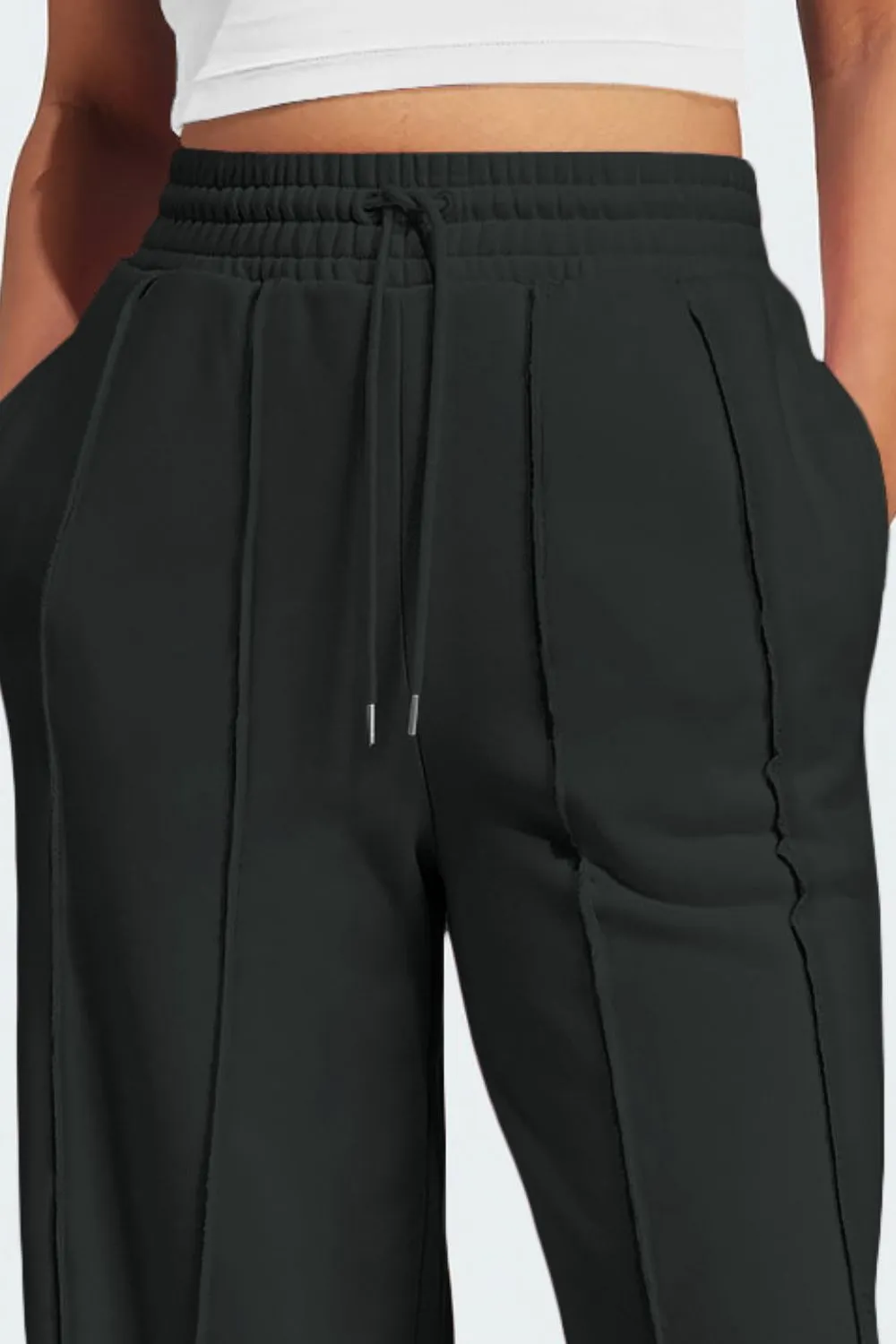 Drawstring Wide Leg Active Pants