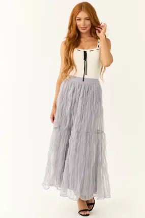 Dusty Lavender Tulle Plisse Maxi Skirt