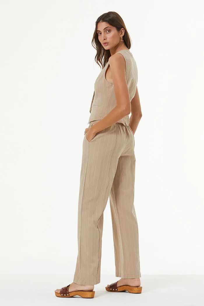 Easton Pin Stripe Pant // Tan