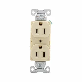 Eaton Wiring Devices BR15V Duplex Receptacle, 2 -Pole, 15 A, 125 V, Back, Side Wiring, NEMA: 5-15R, Ivory